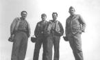 L-R: Warren Anders, John Newell, Unk, Jones. Medics Working Dispensary. [Don Blumenthal]