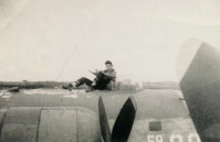 Tony Suarez Resting Against Top PB4Y-2 Gun Turret. [Tony Suarez]