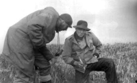 Cpt. King and Joe Ramsom. Joe was a very easy going person and was responsable for our generator to keep electricity alive for the dispensary.  [Don Blumenthal]